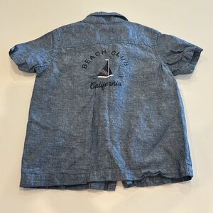 Janie and Jack Blue Button Down Shirt with Short Sleeves